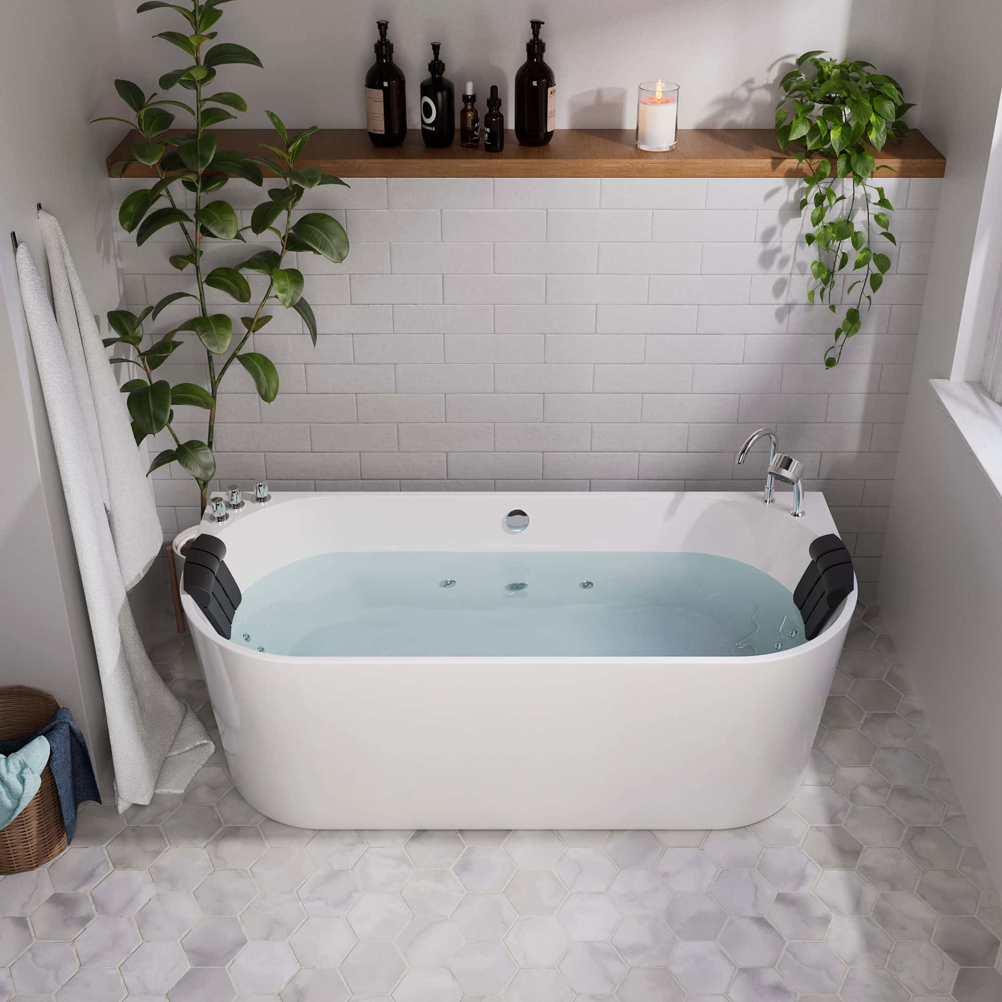 Empava 59 in. Whirlpool Acrylic Alcove Bathtub | EMPV-59AIS06 - Image 4
