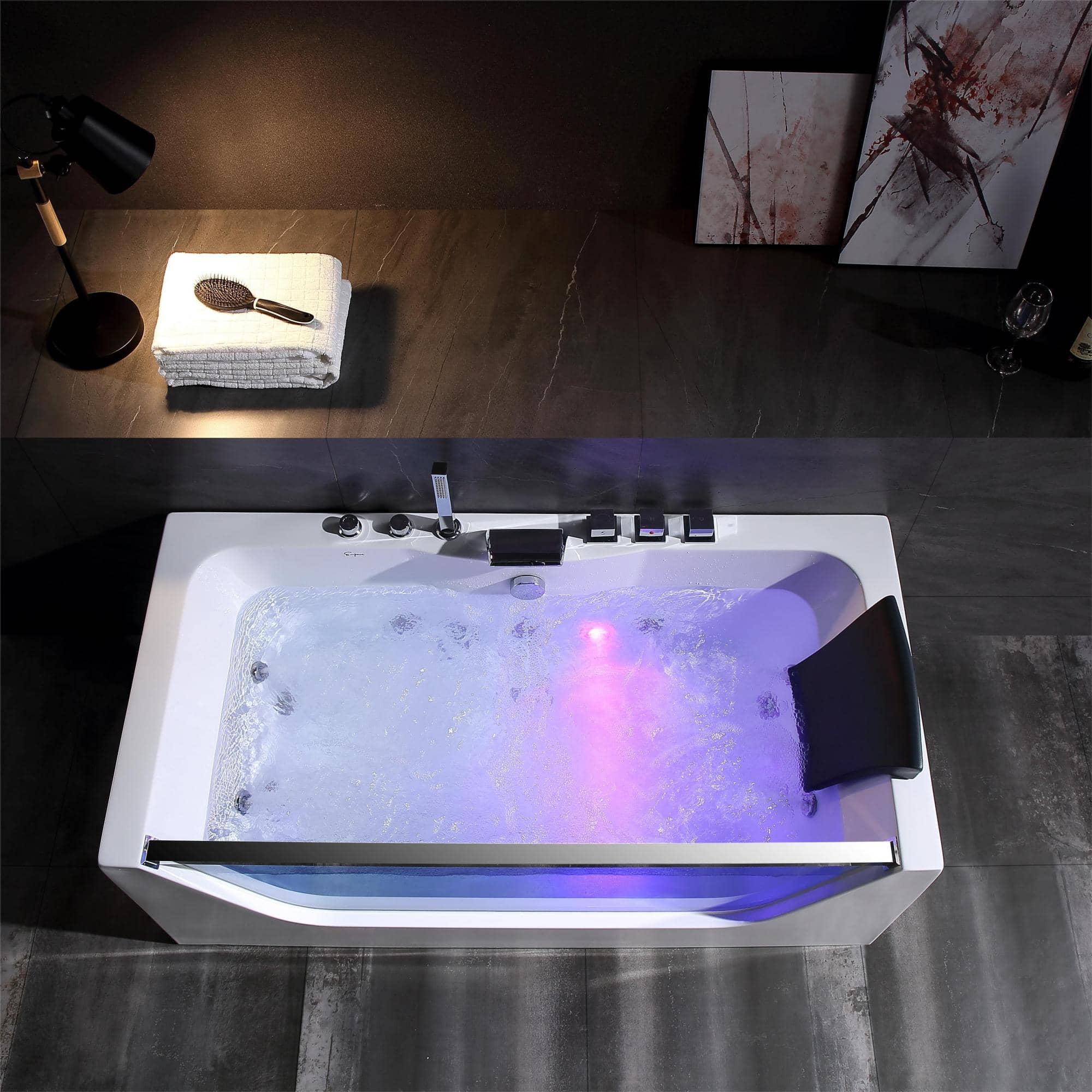 Empava 59 in. Whirlpool Rectangular Bathtub | EMPV-59JT408LED - Image 3