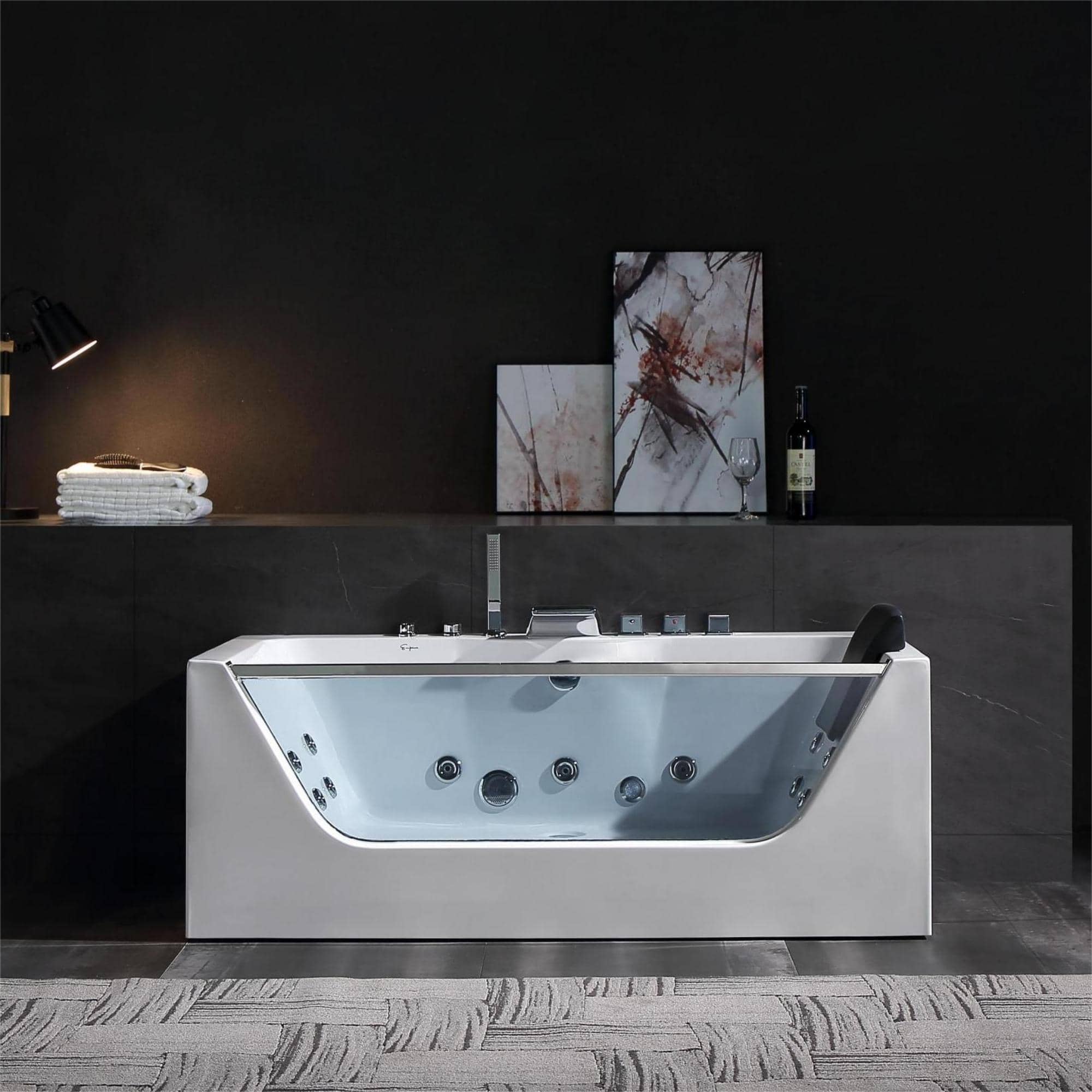 Empava 59 in. Whirlpool Rectangular Bathtub | EMPV-59JT408LED - Image 4