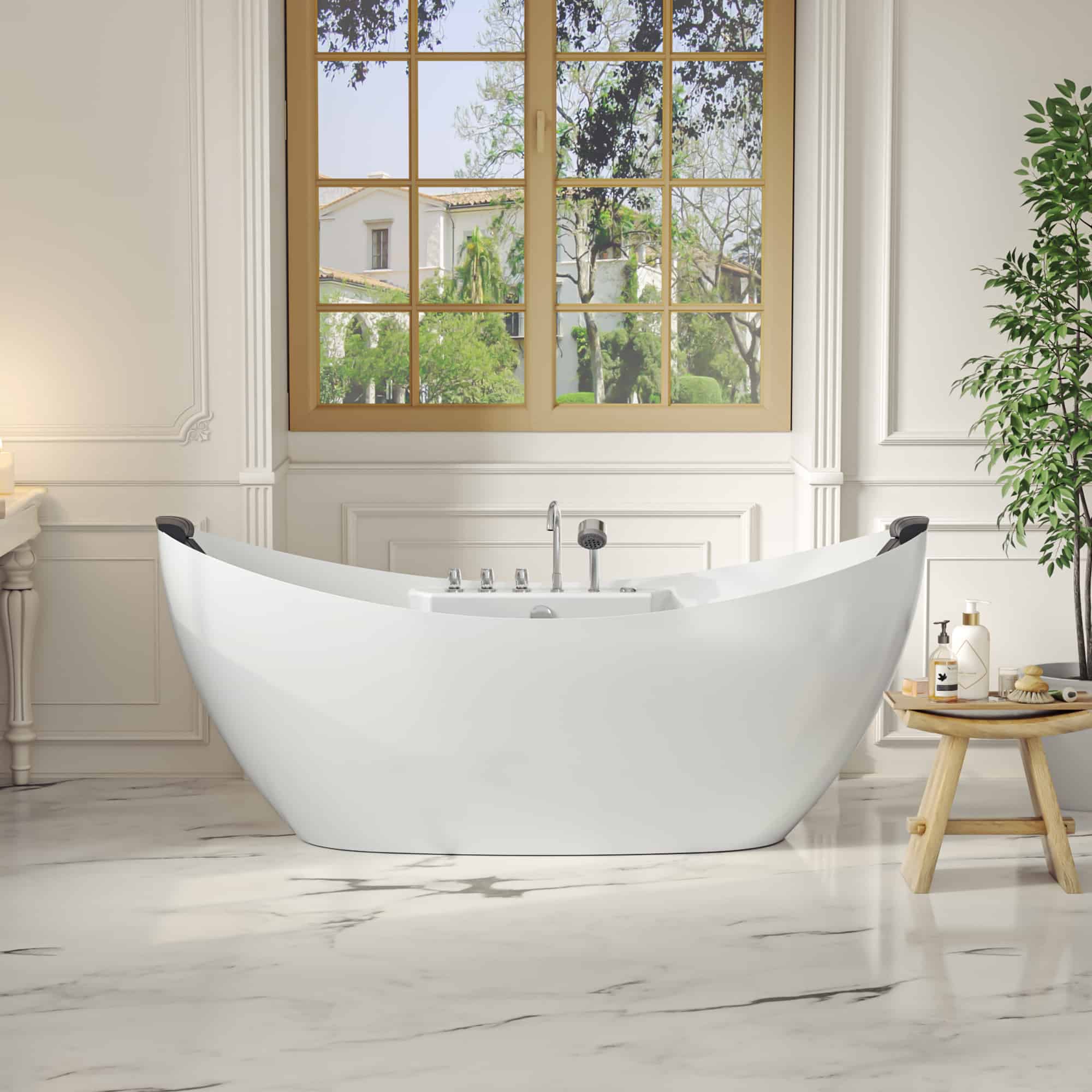 Empava 67 in. Whirlpool Freestanding Acrylic Bathtub | EMPV-67AIS10