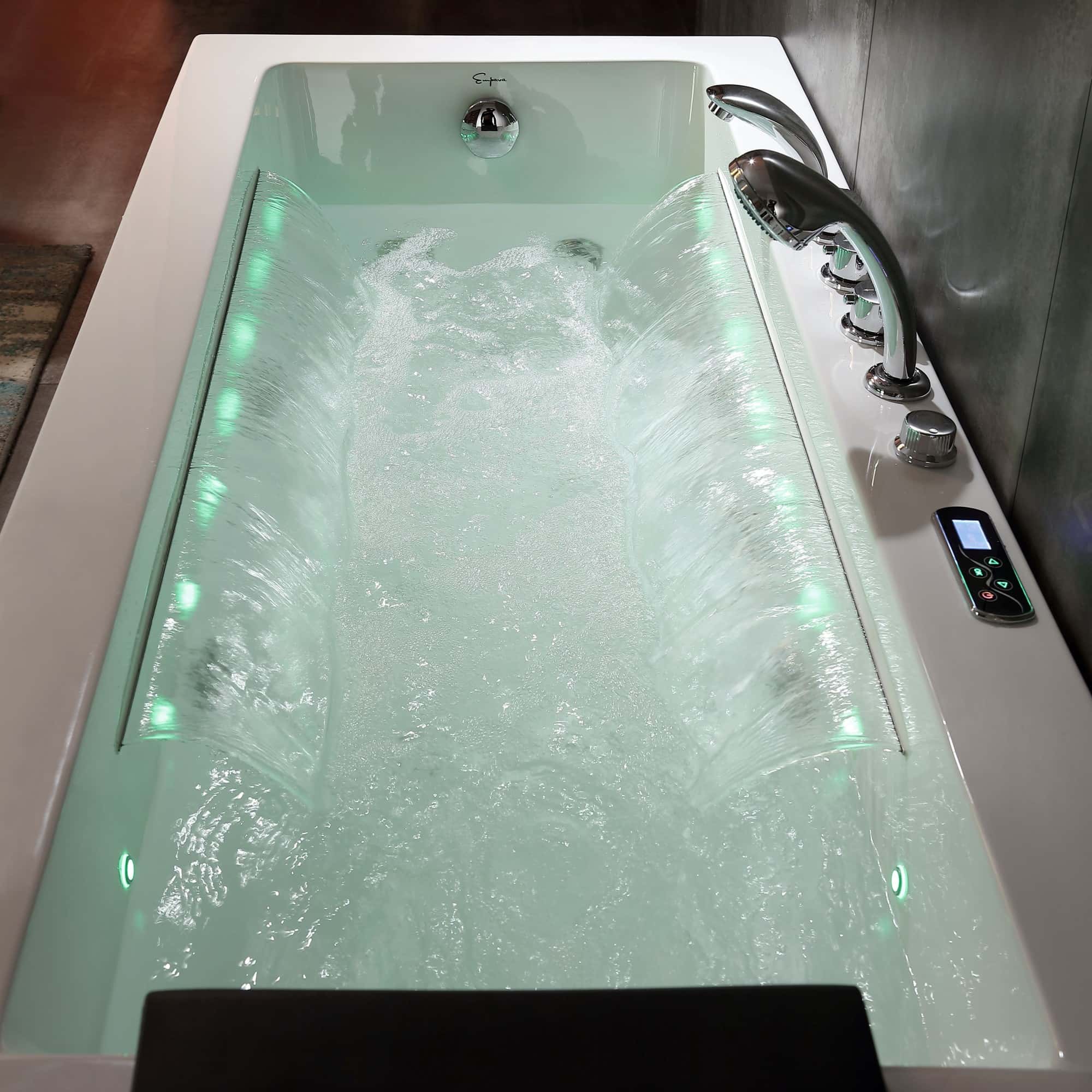 Empava 67 in. Whirlpool Rectangular Bathtub  | EMPV-67JT351LED - Image 7