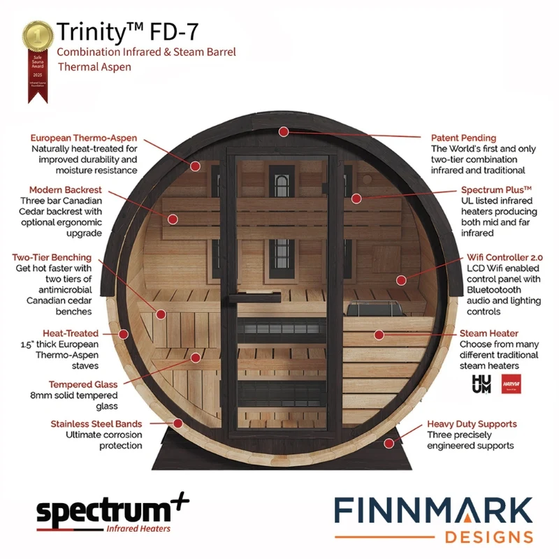 Finnmark FD-7 Infrared Barrel Sauna - Image 11