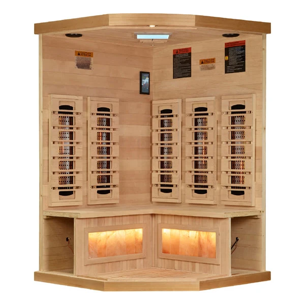 Golden Designs 3-Person Full Spectrum Infrared Sauna with Himalayan Salt Bar (Corner Unit) | GDI-8035-03 - Image 4