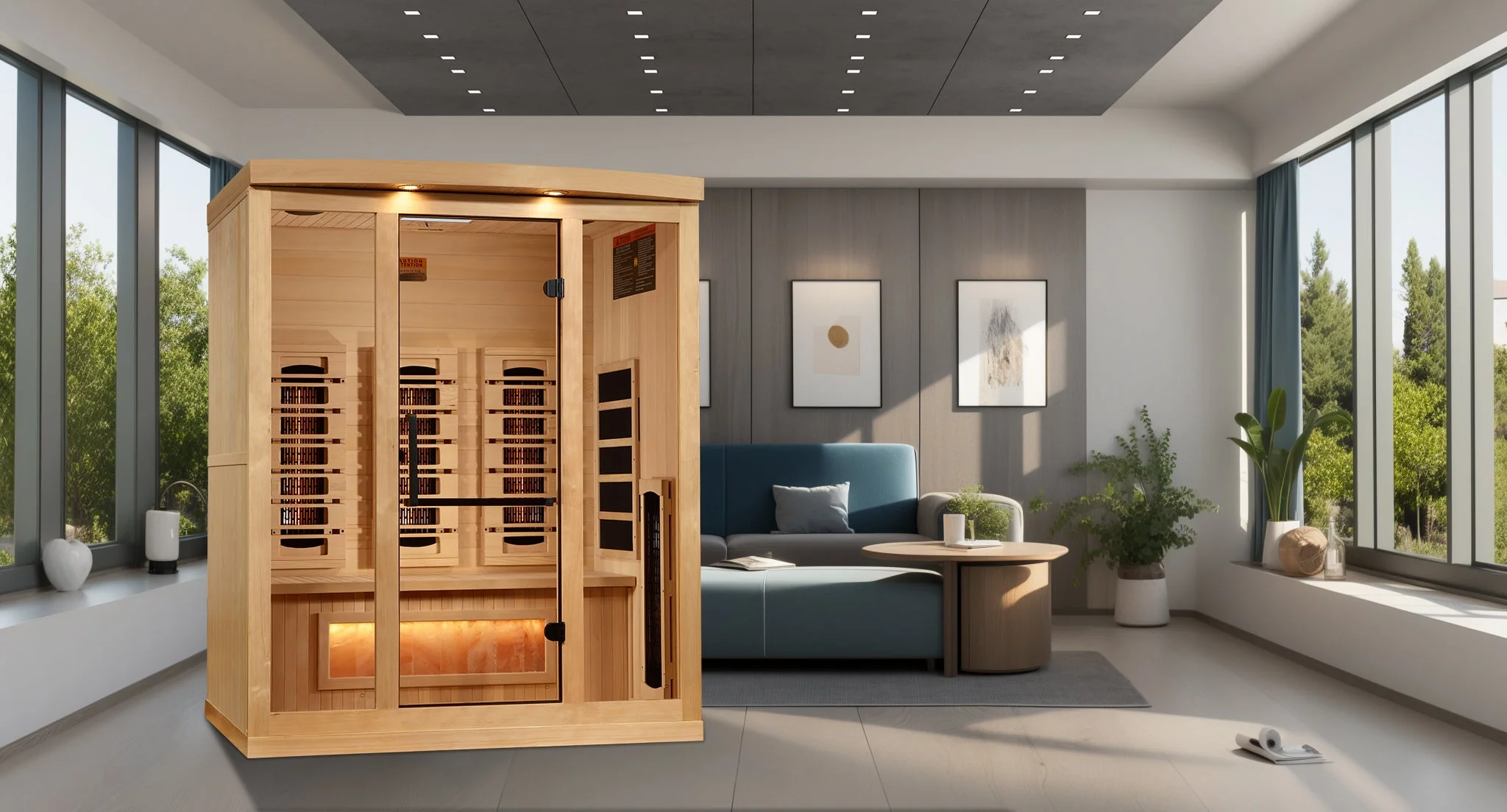 Golden Designs 3-Person Full Spectrum Infrared Sauna with Himalayan Salt Bar | GDI-8030-03 - Image 5