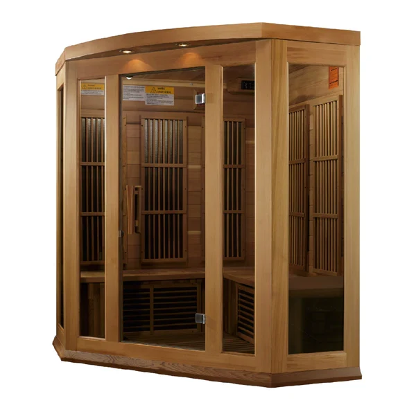 Golden Designs Maxxus Avignon 3-Person Corner Near Zero EMF FAR Infrared Sauna with Canadian Red Cedar | MX-K356-01-ZF CED - Image 3
