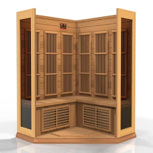 Golden Designs Maxxus Avignon 3-Person Corner Near Zero EMF FAR Infrared Sauna with Canadian Red Cedar | MX-K356-01-ZF CED - Image 4