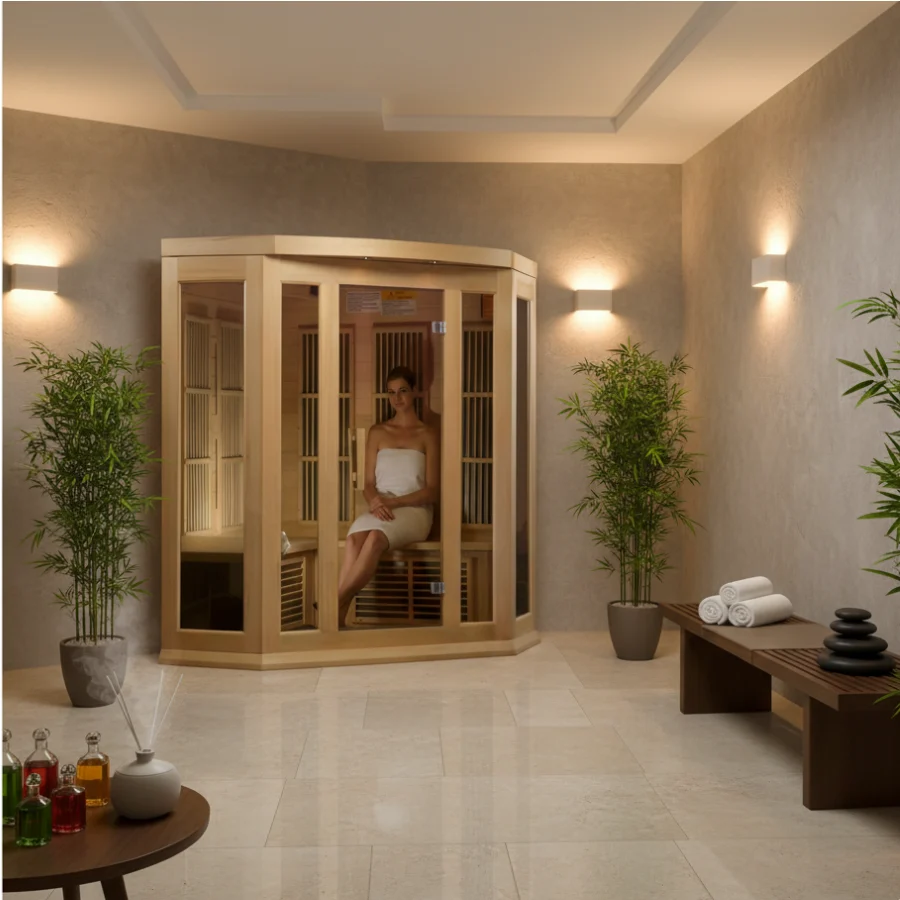 Golden Designs Maxxus 3-Person Corner FAR Infrared Sauna Carbon Low EMF with Canadian Hemlock | MX-K356-01 - Image 8