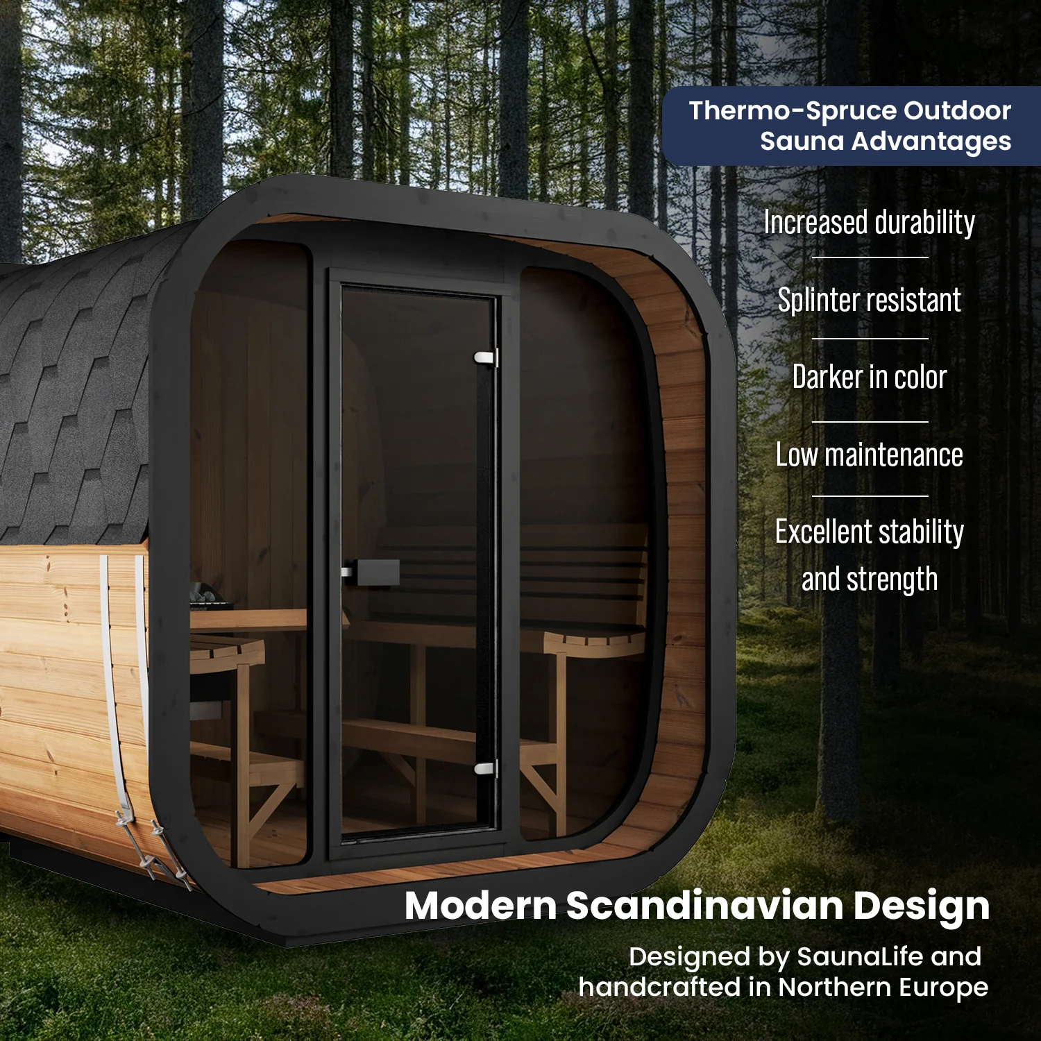SaunaLife CL7G 6-Person Cube-Series Outdoor Home Sauna Kit - Image 6
