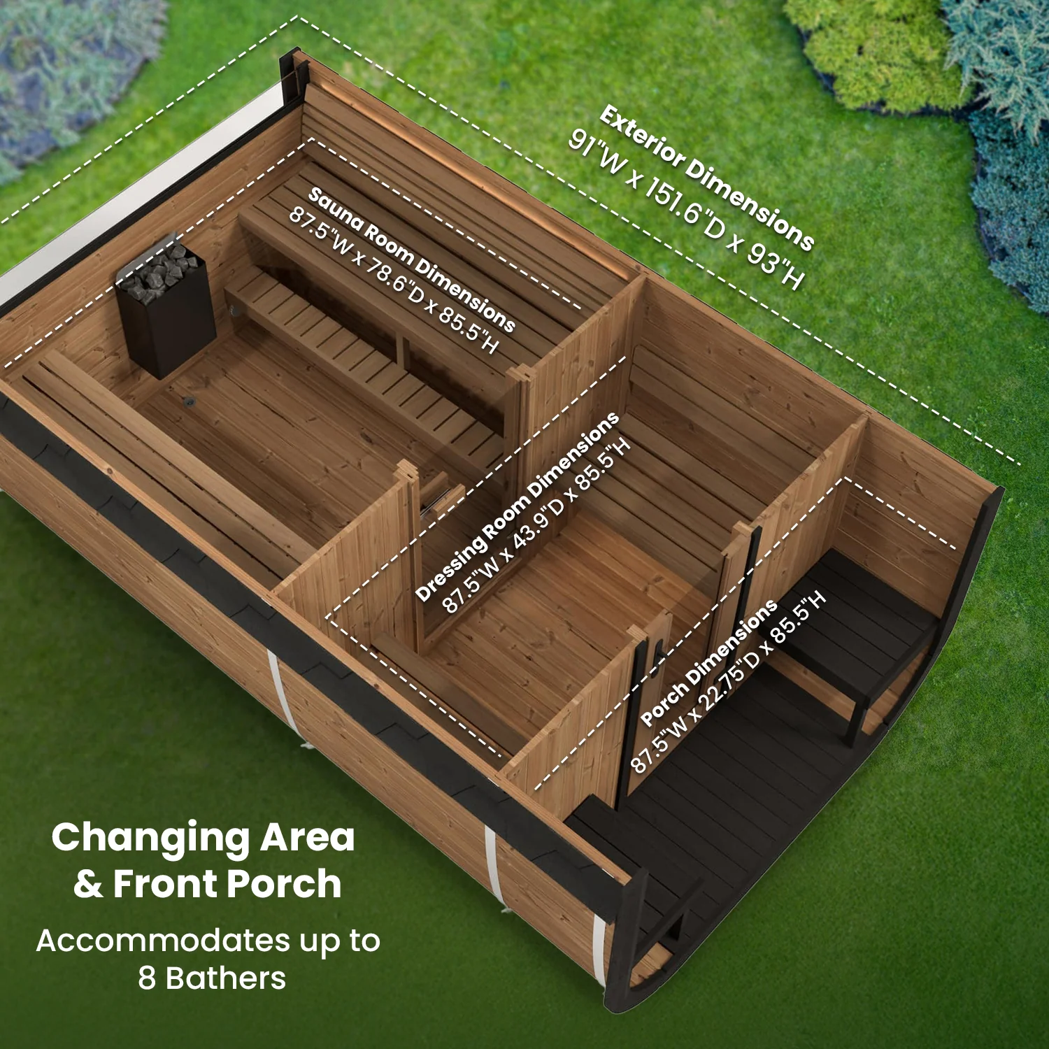 SaunaLife CL12GCP 8-Person Cube Series Outdoor Home Sauna Kit - Image 3