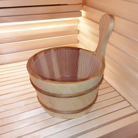 SaunaLife Wooden 1-Gallon Sauna Bucket, Wood Ladle, Thermometer, Hygrometer - Image 4