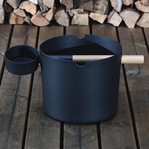 SaunaLife Aluminum 1-Gallon Sauna Bucket Set with Wood Ladle and Thermometer - Image 4